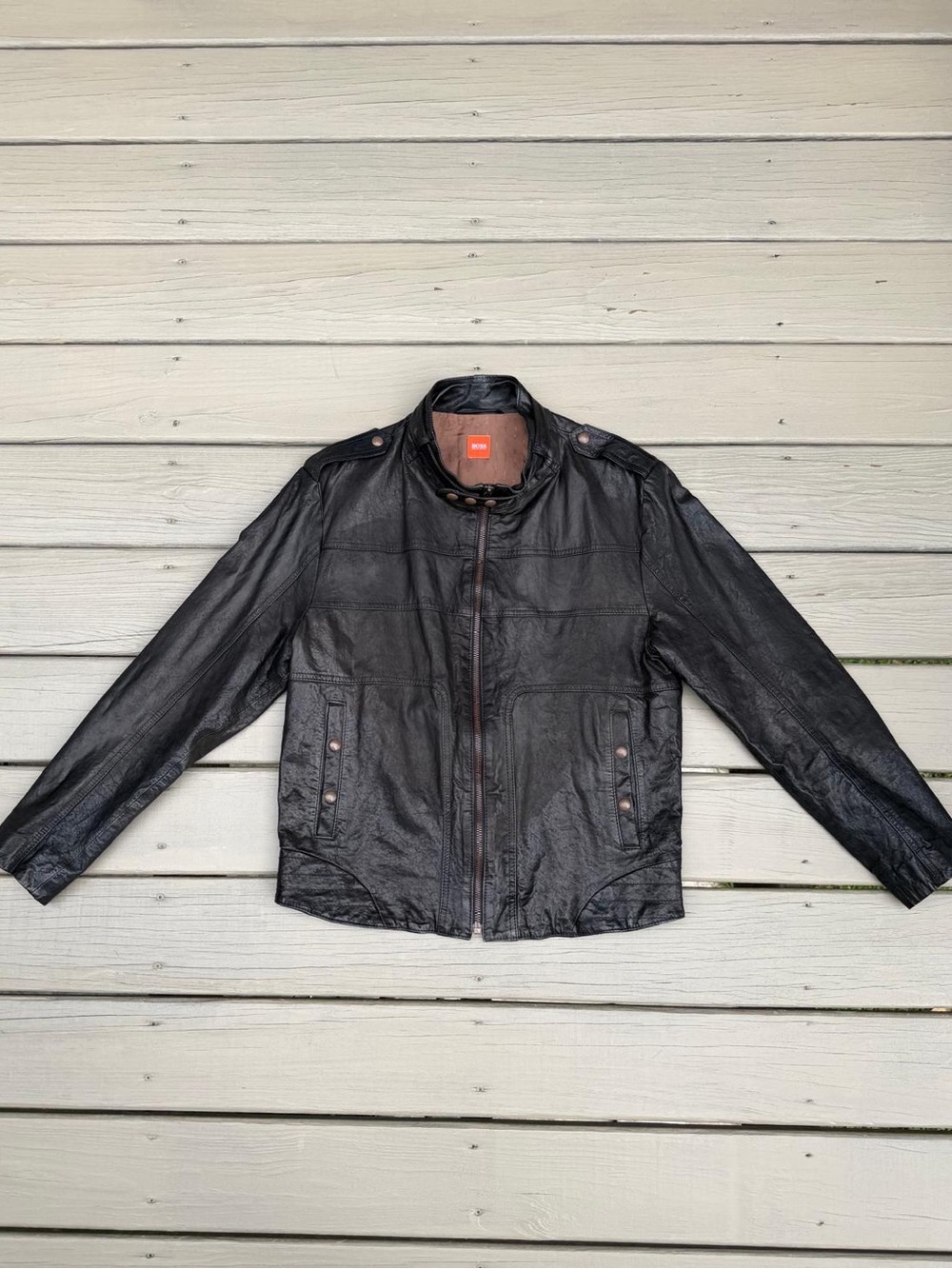 Hugo Boss  Leather Bomber Jacket